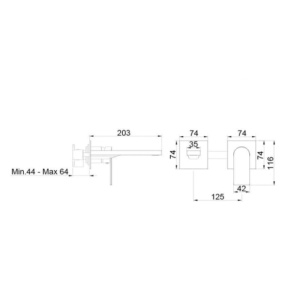 Μπαταρία Νιπτήρος Εντοιχισμού Alpha Two Brushed Gold
